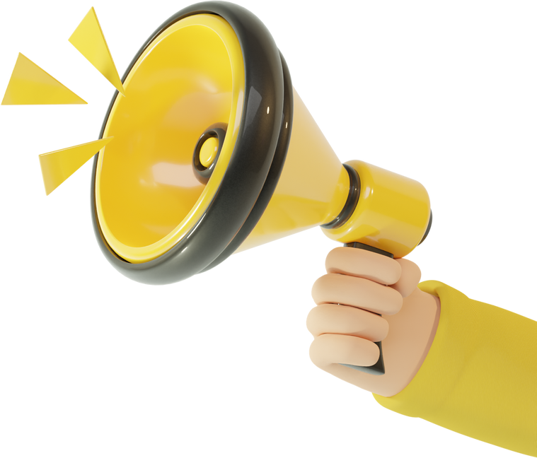 Hand megaphone illustration 3d